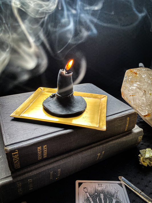 black witch hat candle