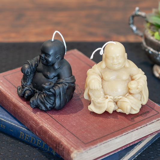 Black and Yellow Buddha Beeswax Candle