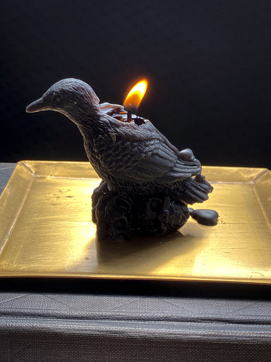 raven beeswax candle