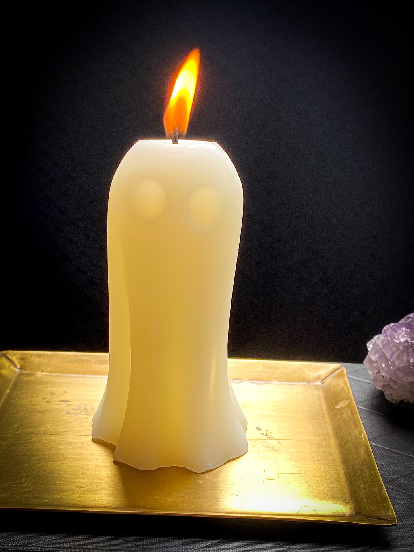 white ghost beeswax candle