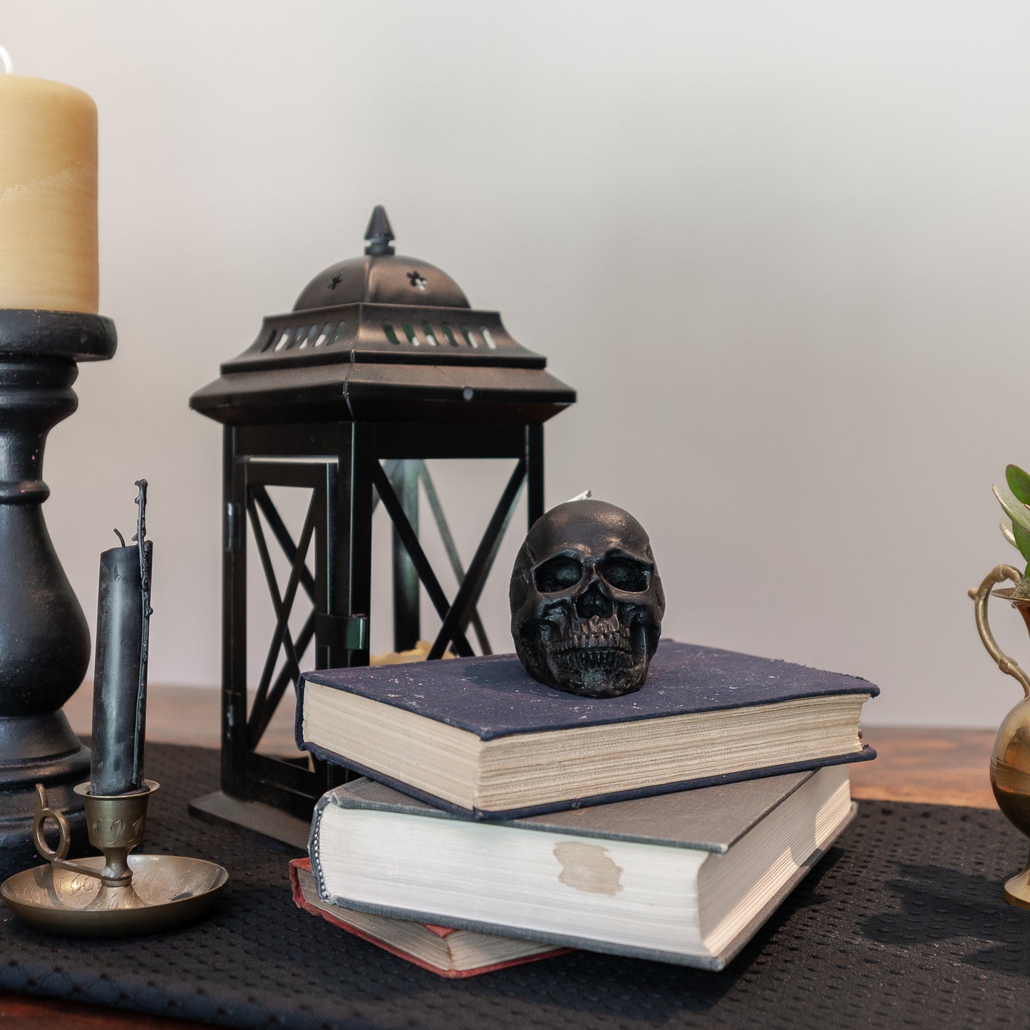 Black Beeswax Skull Candle