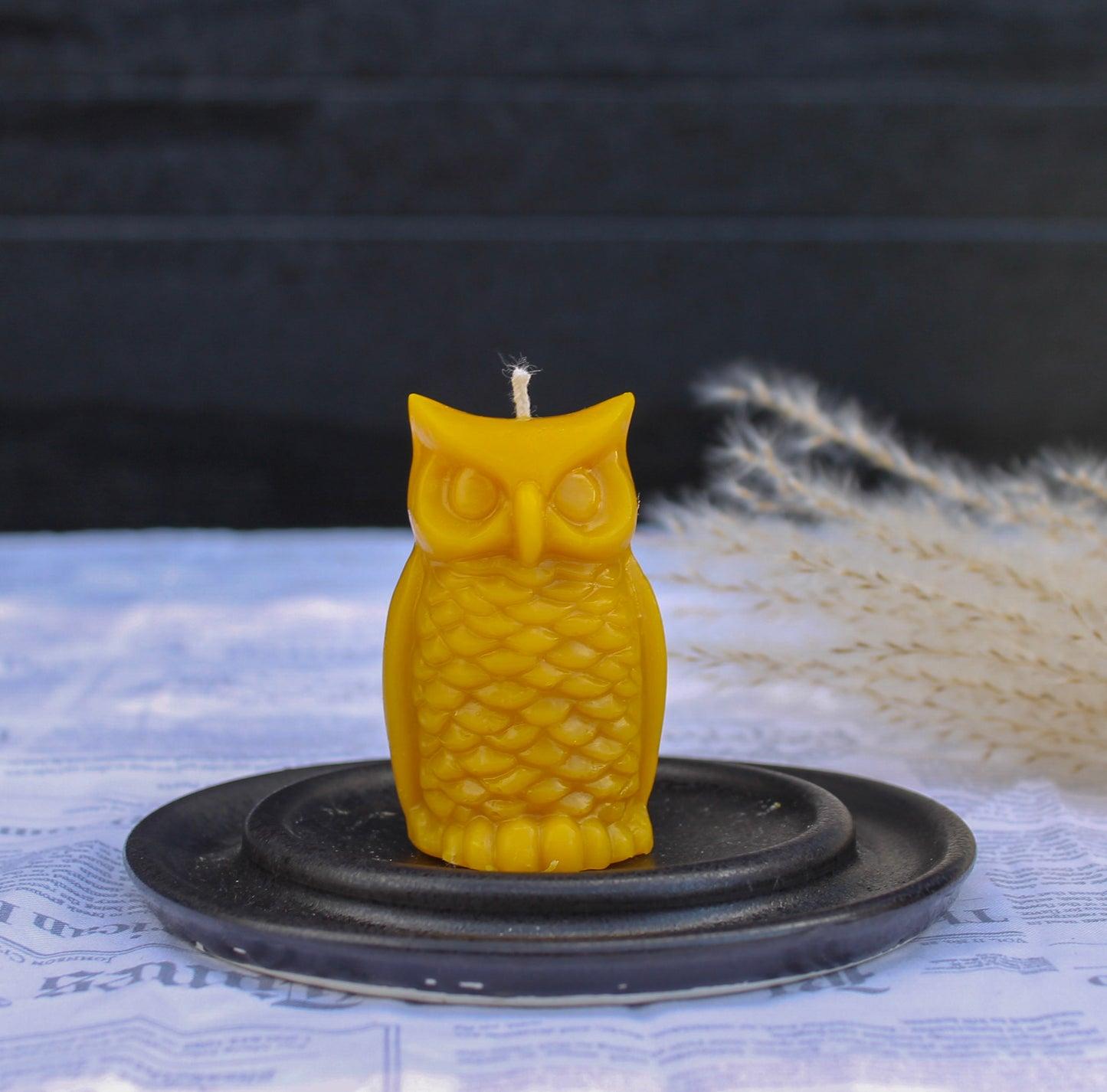 Yellow Beeswax Owl Candle