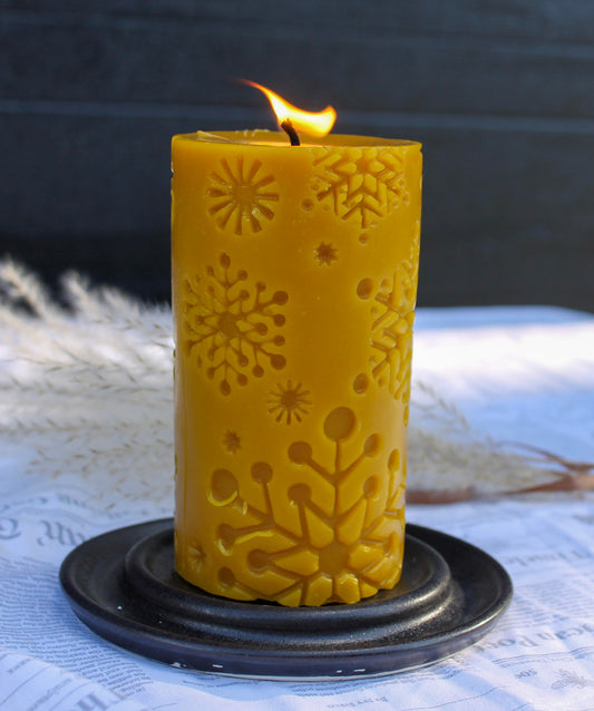 Yellow Beeswax Candle Snowflakes